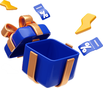 Open gift box with vouchers